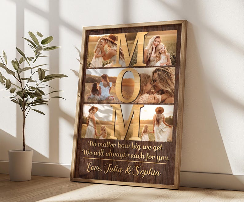 Custom Mom Photo Collage Canvas Personalized Mother's Day Gift No Matter How Big We Get Unique Birthday Gift for Mom from Daughter & Son