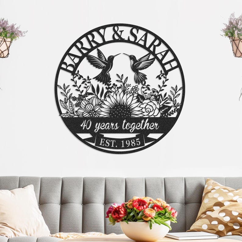 Personalized 40th Anniversary Gift for Parents, Custom 40 Year Anniversary Sign, Ruby Anniversary Gift, Wedding Anniversary Metal Wall Art