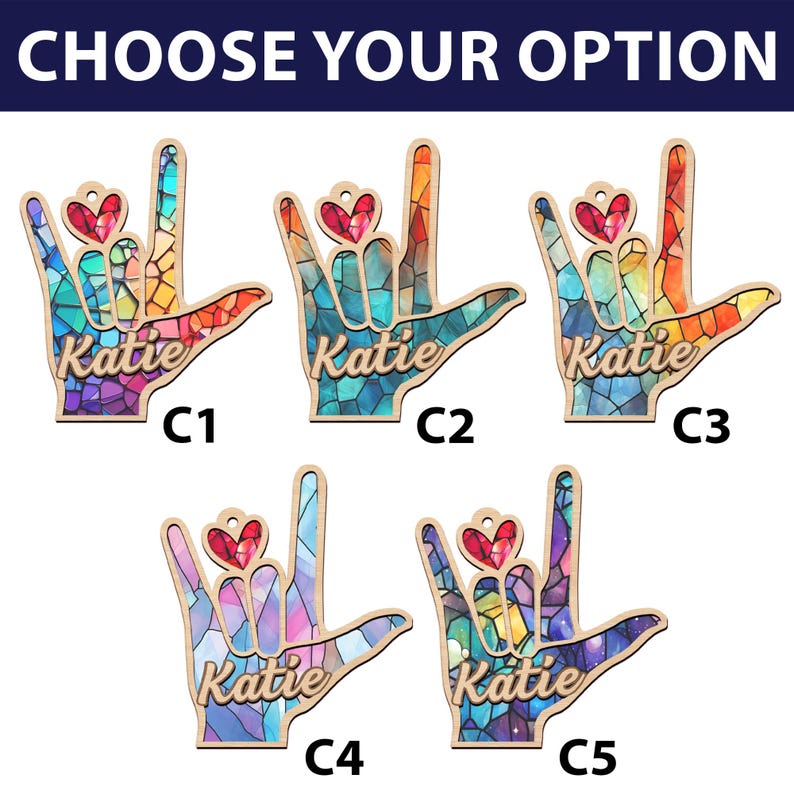 Personalized Sign Language ASL I Love You Suncatcher, Sign Language Gift, ASL Gift, ASL Teacher, American Sign Language,Love&Peace Hand Sign
