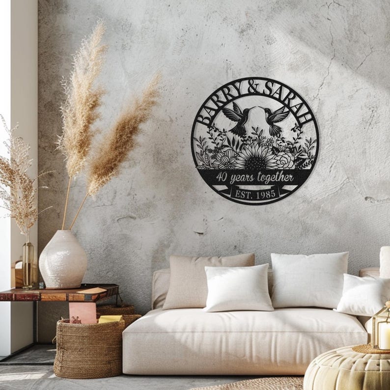 Personalized 40th Anniversary Gift for Parents, Custom 40 Year Anniversary Sign, Ruby Anniversary Gift, Wedding Anniversary Metal Wall Art