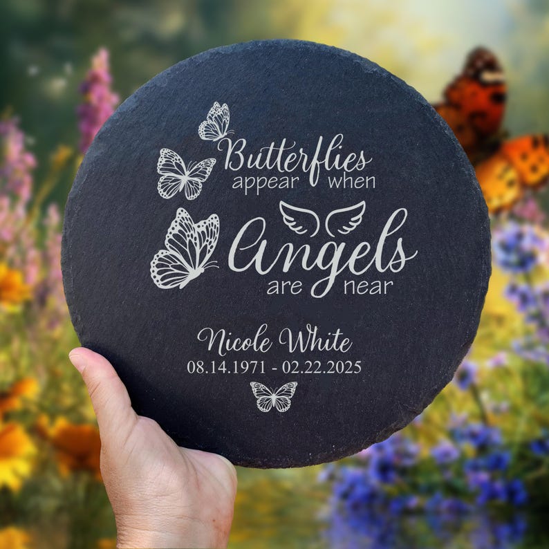 Memorial Stone Personalized Sympathy Gift Real Slate Poem Keepsake Remembrance Bereavement Plaque for Loss of Loved One In Memory Mom Dad