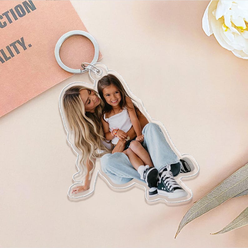 Personalized Photo Keychain, Custom Family Photo Keychain, Custom Baby Photo, Dog Photo Keychain, Fathers Day Gift For Dog Dad, Gift For Dad