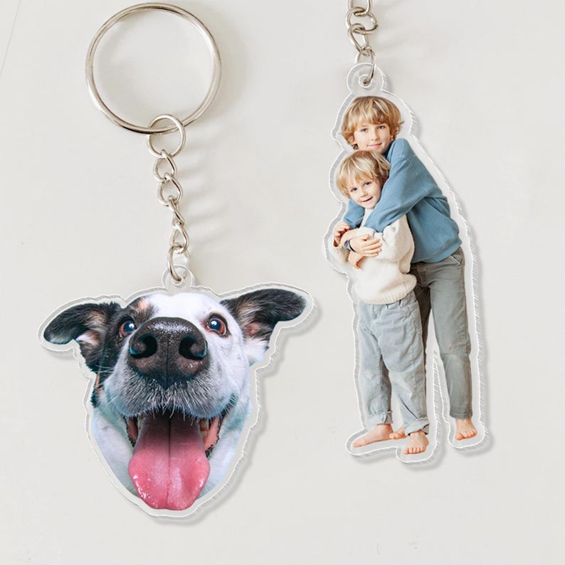 Personalized Photo Keychain, Custom Family Photo Keychain, Custom Baby Photo, Dog Photo Keychain, Fathers Day Gift For Dog Dad, Gift For Dad