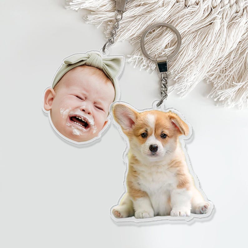 Personalized Photo Keychain, Custom Family Photo Keychain, Custom Baby Photo, Dog Photo Keychain, Fathers Day Gift For Dog Dad, Gift For Dad
