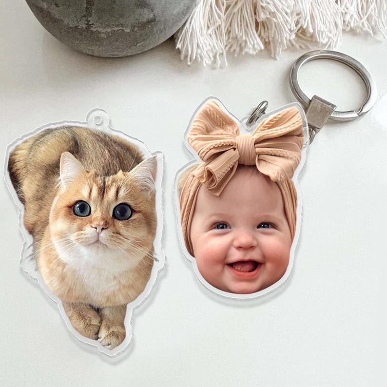 Personalized Photo Keychain, Custom Family Photo Keychain, Custom Baby Photo, Dog Photo Keychain, Fathers Day Gift For Dog Dad, Gift For Dad