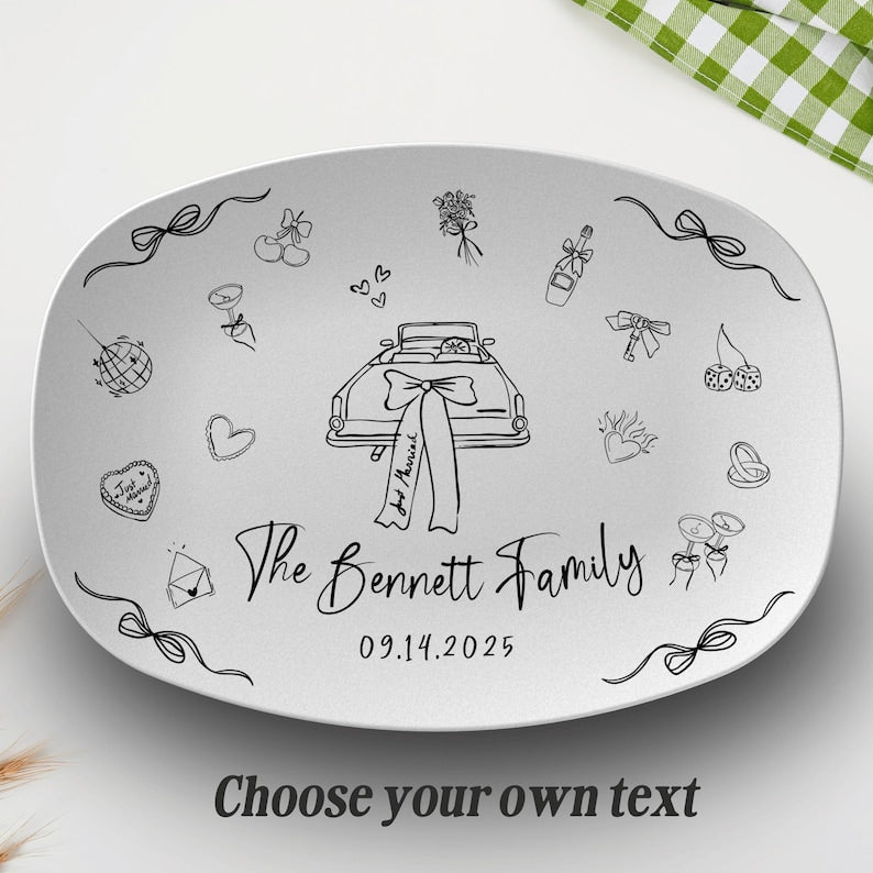 Custom Wedding Plate Personalized Gift Couple Wedding Keepsake Grooms Dinner Gift Wedding Table Decor Bride Groom Custom Engagement Present