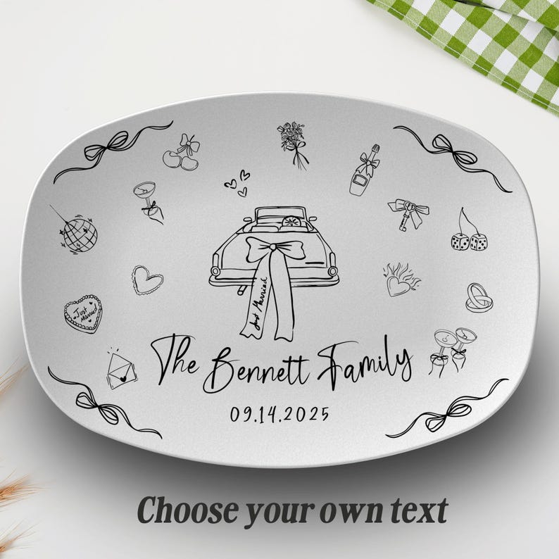 Custom Wedding Plate Personalized Gift Couple Wedding Keepsake Grooms Dinner Gift Wedding Table Decor Bride Groom Custom Engagement Present