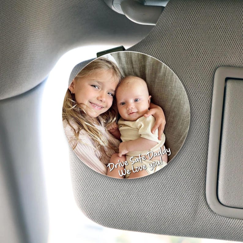 Personalized Father's Day Gift For Daddy, Custom Photo Car Visor Clip, Gift For Husband, Custom Drive Safe Sun Visor Picture Clip, Mom Gifts