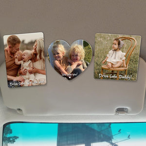 Personalized Father's Day Gift For Daddy, Custom Photo Car Visor Clip, Gift For Husband, Custom Drive Safe Sun Visor Picture Clip, Mom Gifts