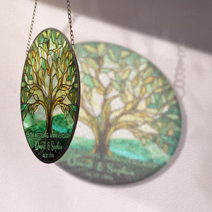 Personalized Faux Stained Glass 55th Emerald Wedding Anniversary, Wedding Keepsake Suncatcher, Anniversary Gift, Wedding Gift