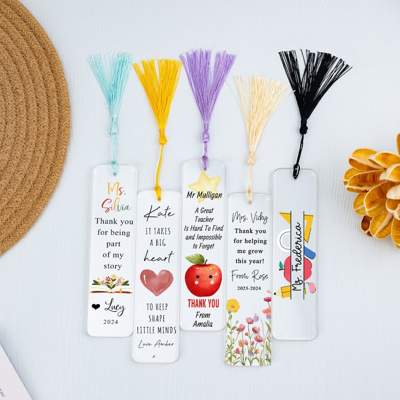 Personalized Teacher Bookmark, Thank You Gift, Teacher Appreciation Gift, Acrylic Bookmark for Teacher, Back To School Gift, Book Lover Gift