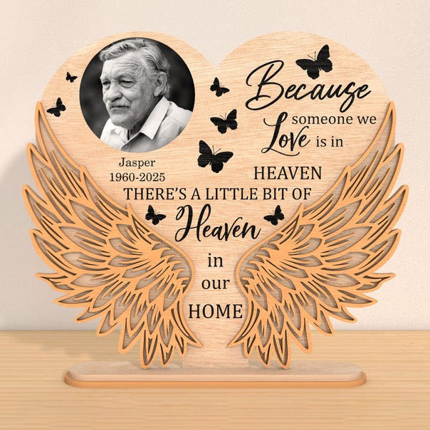 Memorial Angel Heart Frame Angel Wing, Custom Memorial Gift Grandpa's Day, Memorial Gift