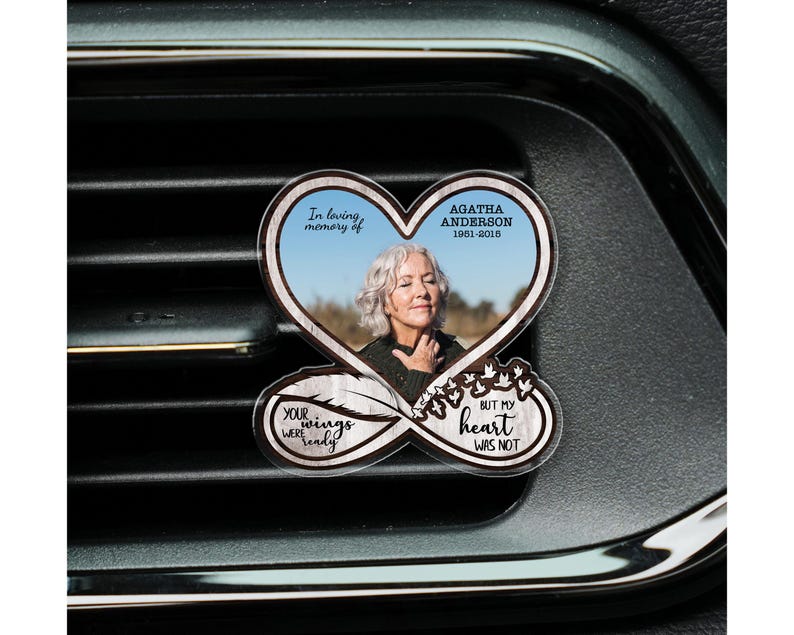Personalized Memorial Car Visor and Vent Clip, In Loving Memory Car Accessory, Custom Photo & Name Tribute
