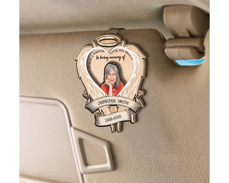 Personalized Memorial Car Visor and Vent Clip, In Loving Memory Car Accessory, Custom Photo & Name Tribute