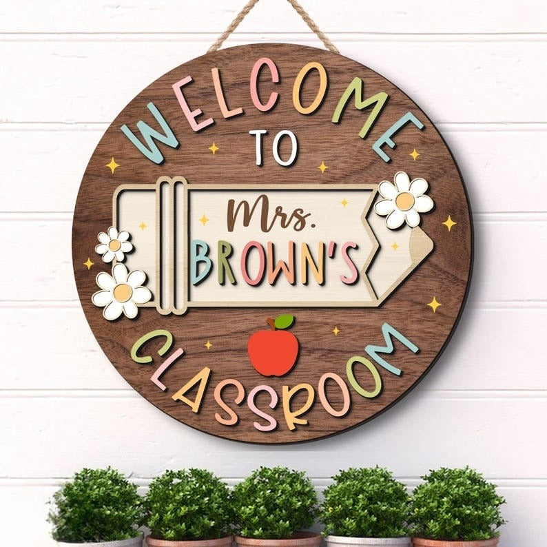 Custom Teacher Door Hanger, Teacher Door Sign, Teacher Gifts, Back To School, Classroom Decor, Teacher Name Sign, Welcome Classroom Sign