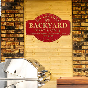 Personalized Bar & Grill Metal Sign,Custom Backyard Chill And Grill Signs for Outdoor,Backyard Patio Decor,Bar Sign,Backyard Decor,Mancave