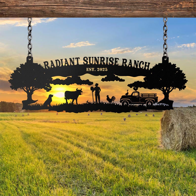 Personalized Metal Farm Sign, Custom Every Farm Sign, Large Farm Sign, Farmville Metal Sign, Farm Gate Sign, Farm Sign with all farm Pet.