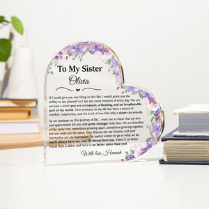 To My Sister Gifts, Heart Plaque For Sister, Birthday Gift For Sister, For Big Sister From Little Sister, Sister Keepsake Gifts