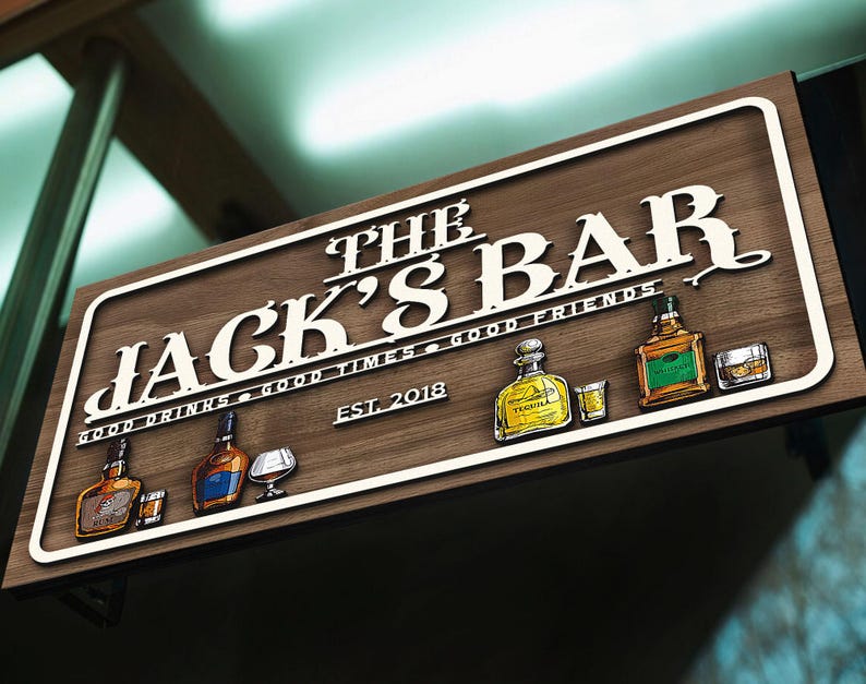 Personalized Wooden Bar Sign, Custom Wood Sign, Personalized Wood Sign, Man Cave, Pub, Bar Decor, Home Bar Decor, Basement Bar, Wall Decor