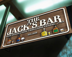 Personalized Wooden Bar Sign, Custom Wood Sign, Personalized Wood Sign, Man Cave, Pub, Bar Decor, Home Bar Decor, Basement Bar, Wall Decor