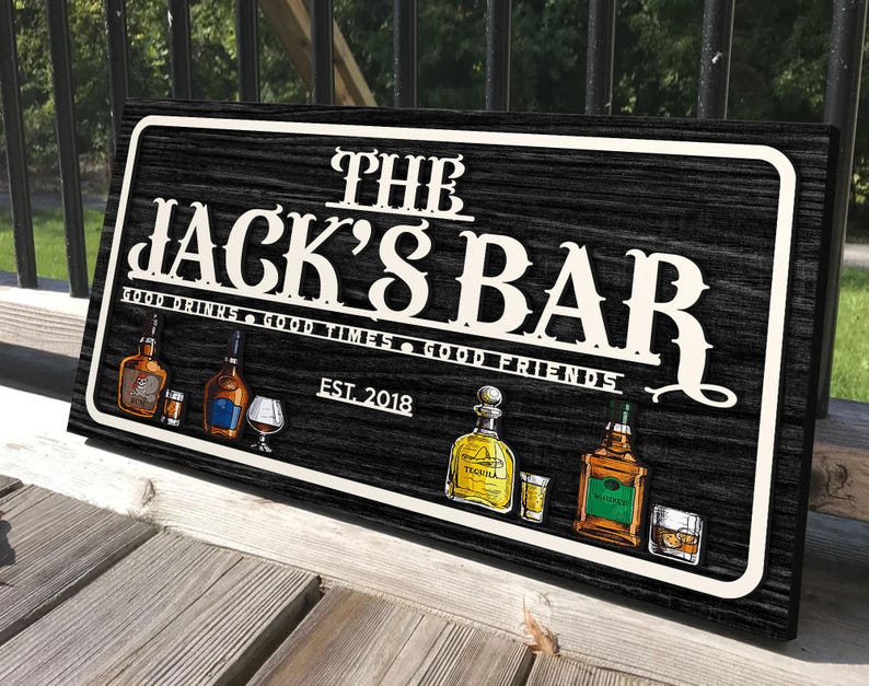 Personalized Wooden Bar Sign, Custom Wood Sign, Personalized Wood Sign, Man Cave, Pub, Bar Decor, Home Bar Decor, Basement Bar, Wall Decor