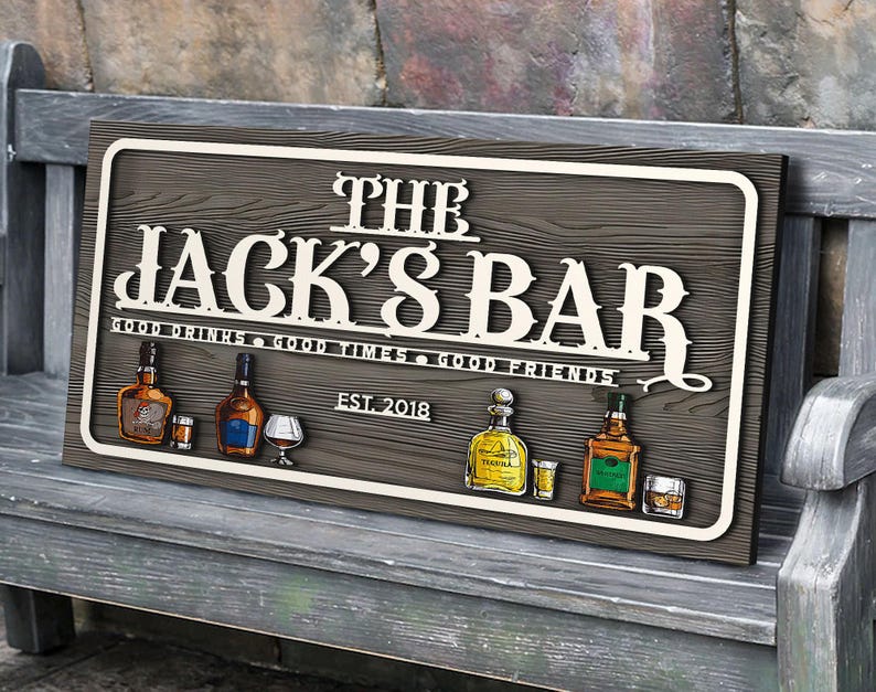Personalized Wooden Bar Sign, Custom Wood Sign, Personalized Wood Sign, Man Cave, Pub, Bar Decor, Home Bar Decor, Basement Bar, Wall Decor