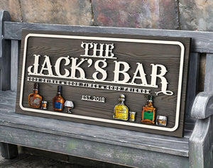 Personalized Wooden Bar Sign, Custom Wood Sign, Personalized Wood Sign, Man Cave, Pub, Bar Decor, Home Bar Decor, Basement Bar, Wall Decor