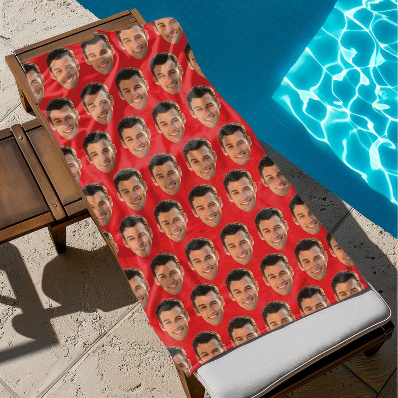 Custom Funny Face Beach Towel, Personalized Photo Gift, Best Friend Gift, Family Vacation Gift, Mother's Day Gift, Unique Grandma Gift Idea