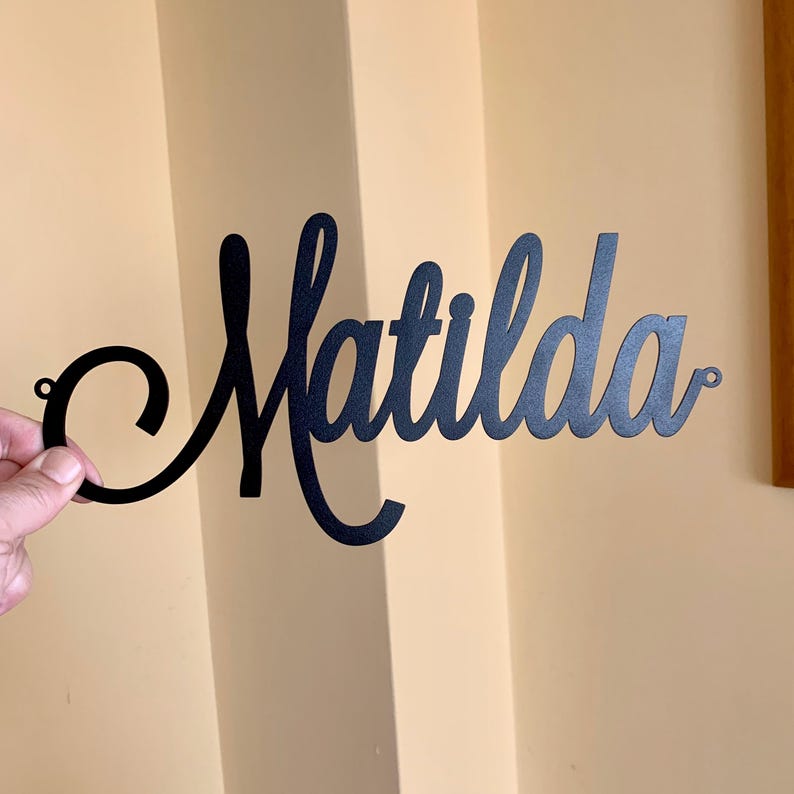 Personalized Metal Name Sign - Custom Laser Cut Script Words - Wall Decor