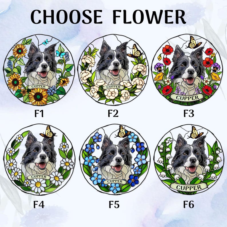 Custom Pet Portrait Stained Glass Suncatcher, Stained Glass Dog Memorial, Custom Dog Portrait from Photo, Sympathy Gifts, Stained glass dog