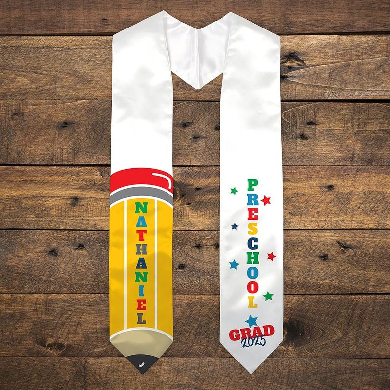 Kindergarten Graduation Stole For Kids, Preschool Graduation Stole With Name, Pencil Stole, Grad 2025, Montessori, First Grade Graduation