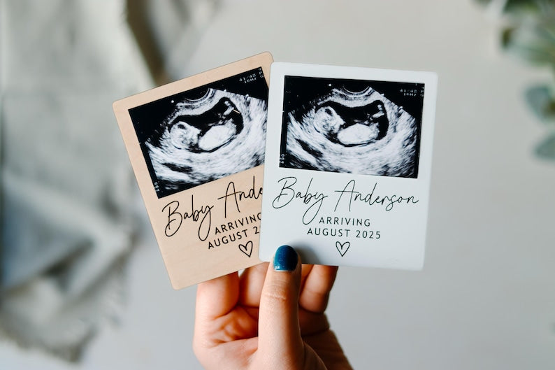 Personalized Ultrasound Magnet Custom Baby Announcement Plaque Pregnancy Reveal Gift for Grandparents Baby Keepsake with Due Date