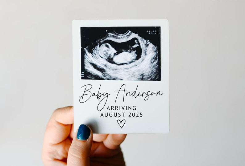 Personalized Ultrasound Magnet Custom Baby Announcement Plaque Pregnancy Reveal Gift for Grandparents Baby Keepsake with Due Date