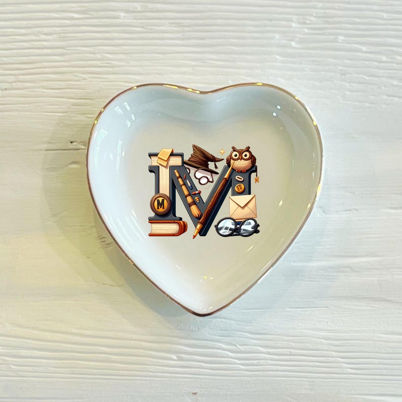 Personalized Magic Initial Ring Dish: Wizard Jewelry Trinket Dish