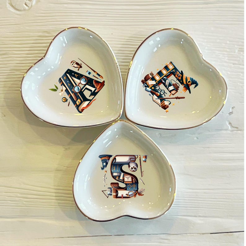 Personalized Magic Initial Ring Dish: Wizard Jewelry Trinket Dish