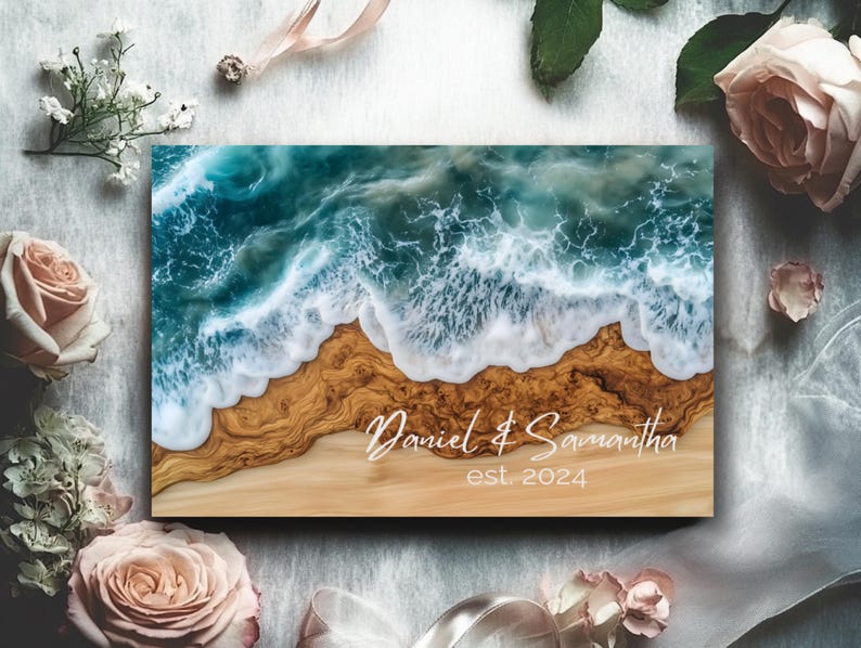 Decorative Glass Anniversary Cutting Board - Couples Wedding Chopping Block, Bridal Shower Charcuterie Gift, Personalized Name Kitchen Decor