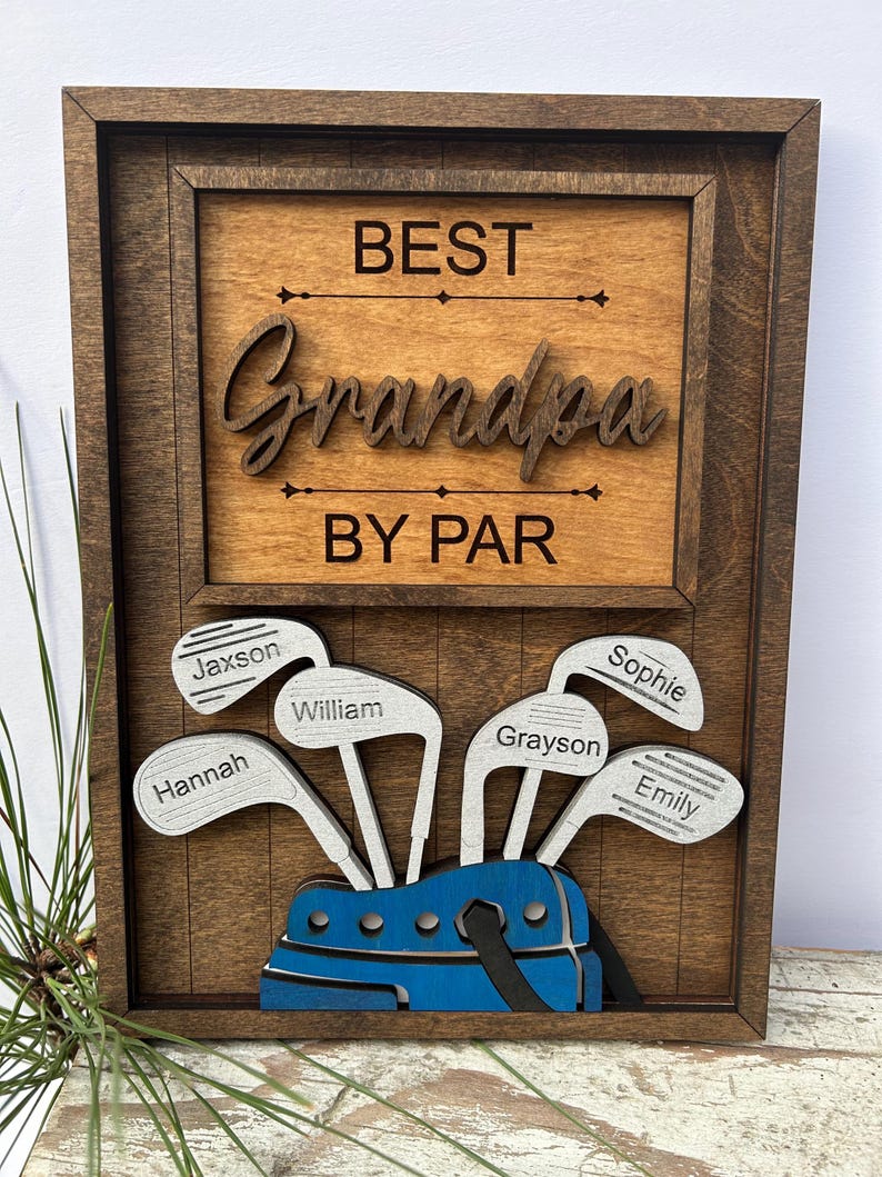 Personalized Dad or Grandpa Golf Sign | Best Dad by Par Fathers Day Golfing Gift for Daddy | Papa Pops Pappy | Golf Lover Custom Present