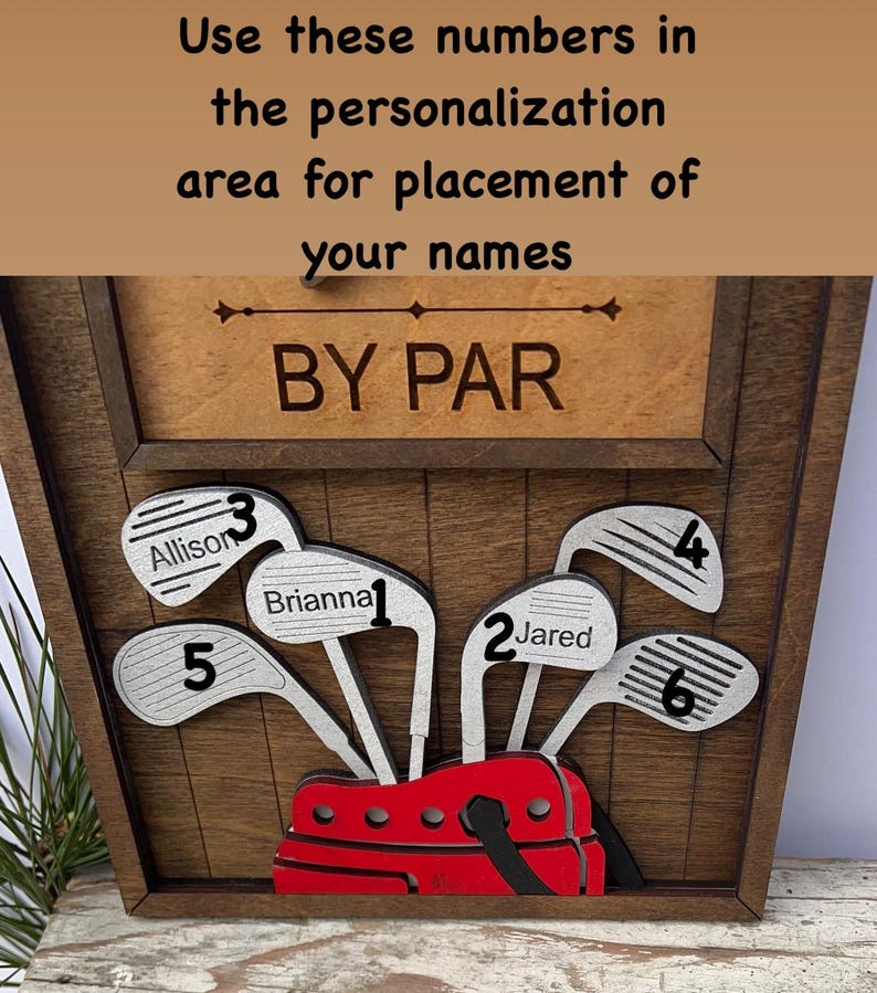 Personalized Dad or Grandpa Golf Sign | Best Dad by Par Fathers Day Golfing Gift for Daddy | Papa Pops Pappy | Golf Lover Custom Present