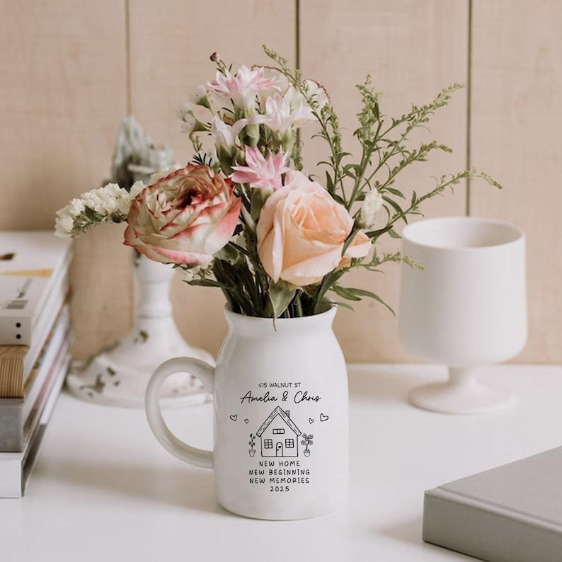 Personalised New Home Gift, Flower Vase for New Home Occasion, Housewarming Gift For Couples, Moving In Gift for Friend,New Home Owners Gift