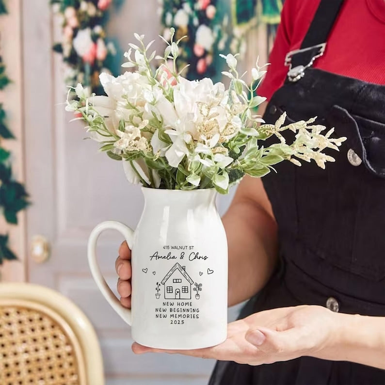 Personalised New Home Gift, Flower Vase for New Home Occasion, Housewarming Gift For Couples, Moving In Gift for Friend,New Home Owners Gift