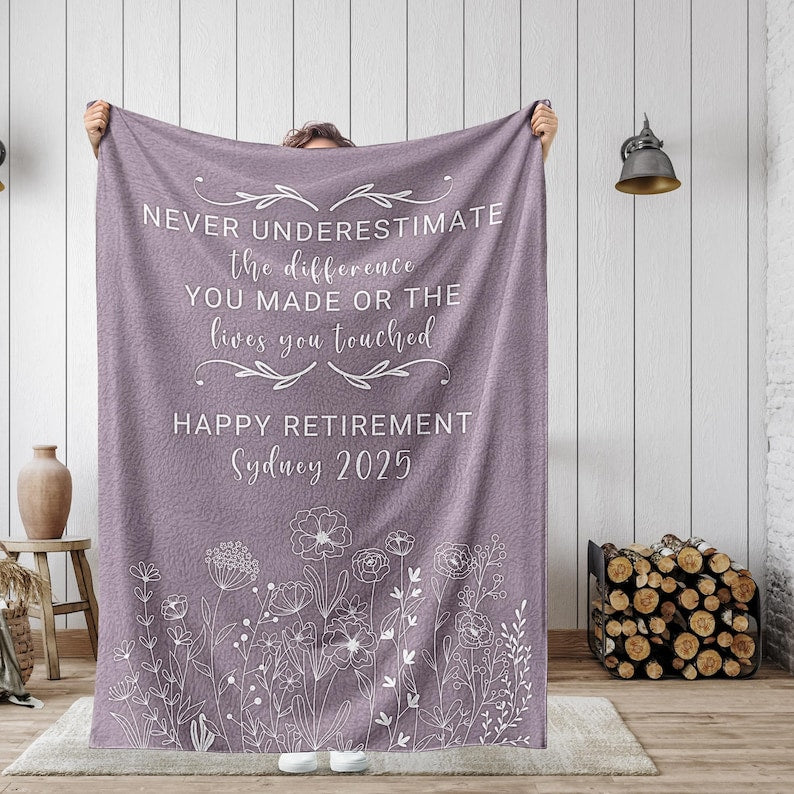 Personalized Retirement Blanket Gift, Custom Retirement Gift For Boss Co Worker, Officially Retired Gift For Her, Teacher Retirement Nurse