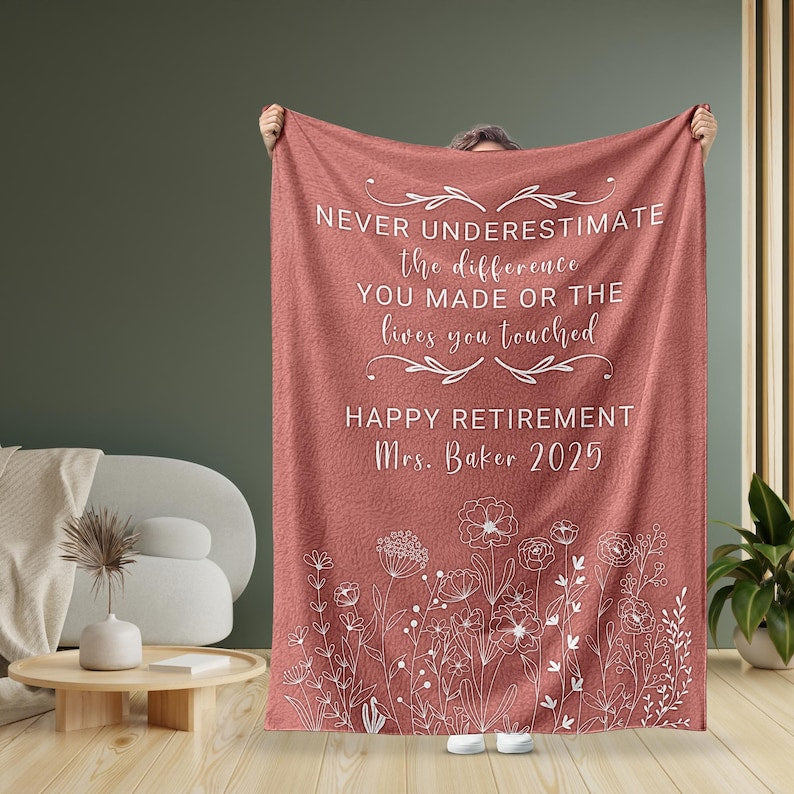 Personalized Retirement Blanket Gift, Custom Retirement Gift For Boss Co Worker, Officially Retired Gift For Her, Teacher Retirement Nurse