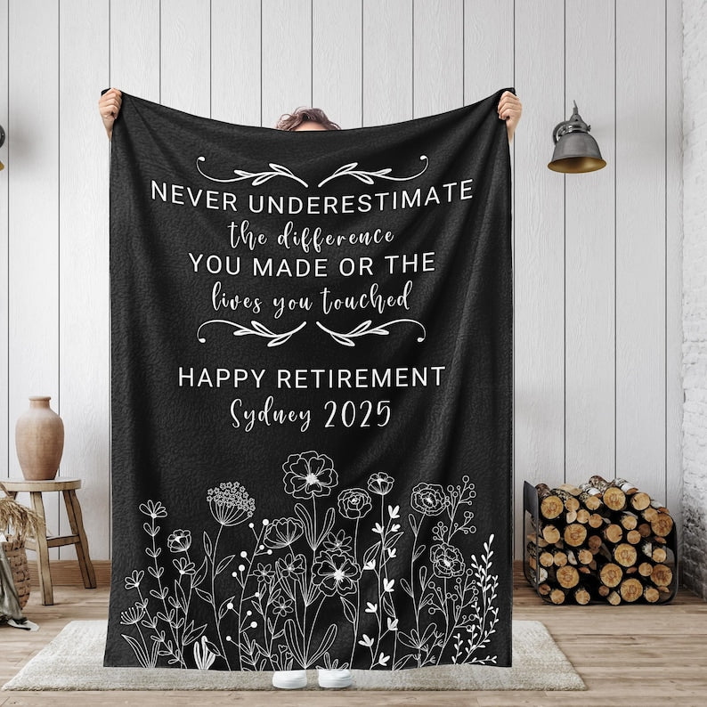Personalized Retirement Blanket Gift, Custom Retirement Gift For Boss Co Worker, Officially Retired Gift For Her, Teacher Retirement Nurse