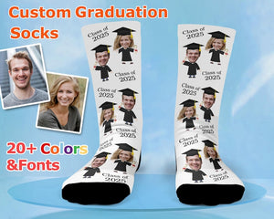 Class of 2025 Graduation Socks, 2025 Grad Socks, Personalized Graduation Socks, Custom Face Socks With text, 2025 Graduate, Graduation Gift