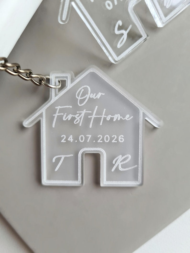 New Home Keyring First House Gift Personalised Keyring Our First Home Couples Keyring Pair Housewarming Key Chain Homeowners Moving Gift