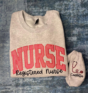 Personalized Nurse Embroidered Sweatshirt: Glitter Stethoscope Sleeve il_794xN.6716784620_oiuw.jpg