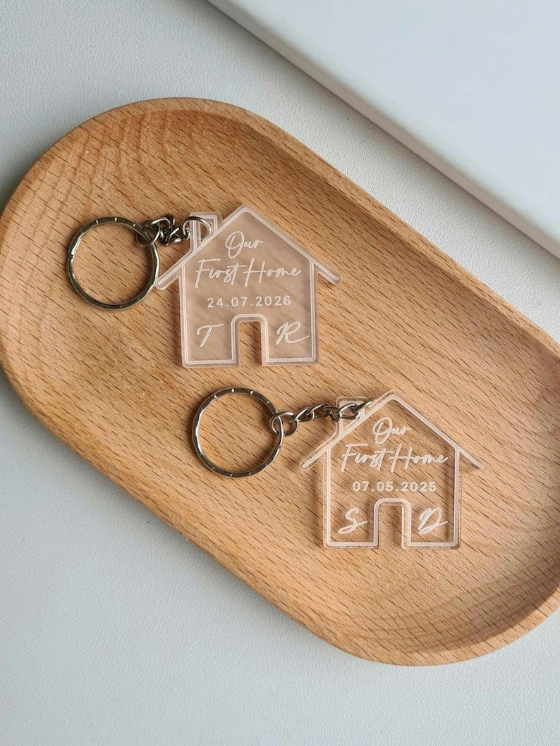 New Home Keyring First House Gift Personalised Keyring Our First Home Couples Keyring Pair Housewarming Key Chain Homeowners Moving Gift