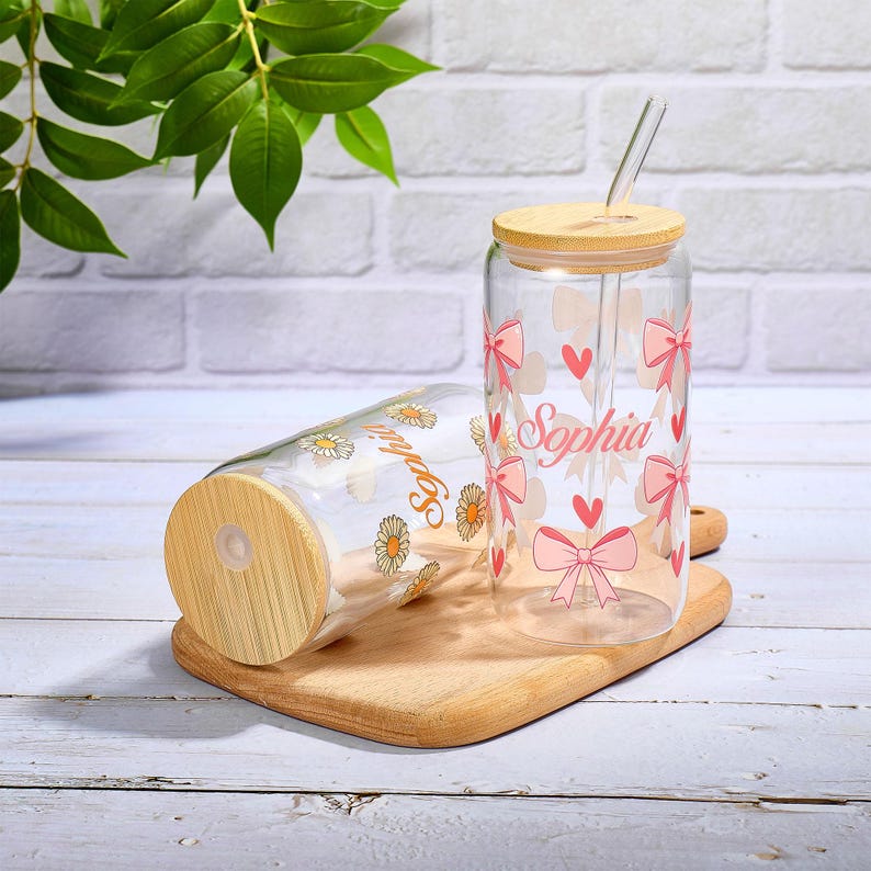 Personalized Birth Flower Tumbler With Name, Coffee Cup, Mothers Day, Birth Flower Glass, Gifts for Her, Bridesmaid Proposal, Party Favor