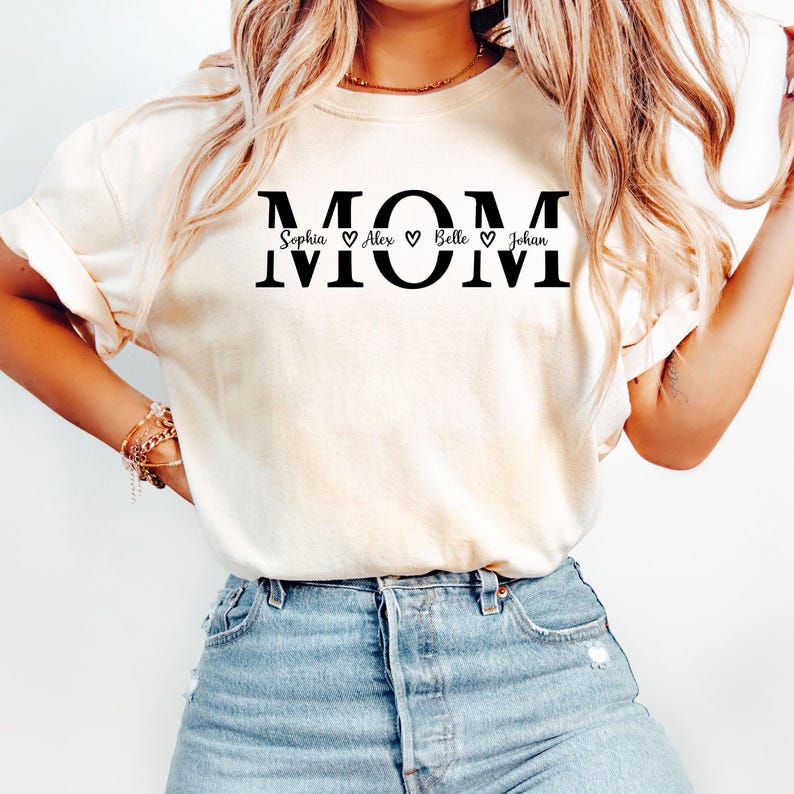 Comfort Colors Custom Mom Shirt, Personalized Mama Gift, Mother's Day Gift, Custom Name Shirt, Children Name Mom Shirt