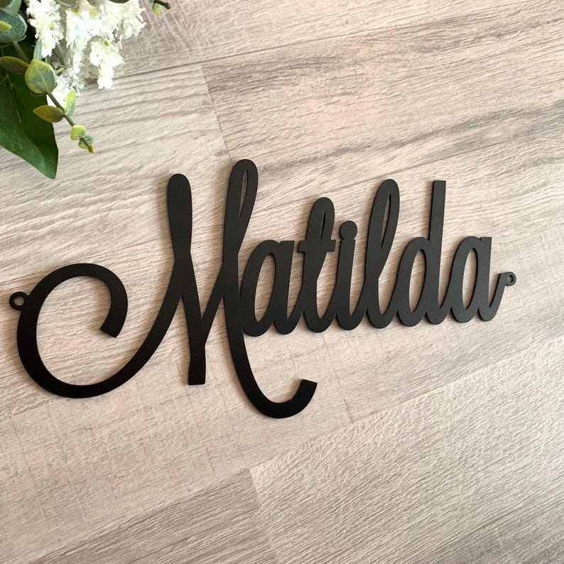 Personalized Metal Name Sign - Custom Laser Cut Script Words - Wall Decor